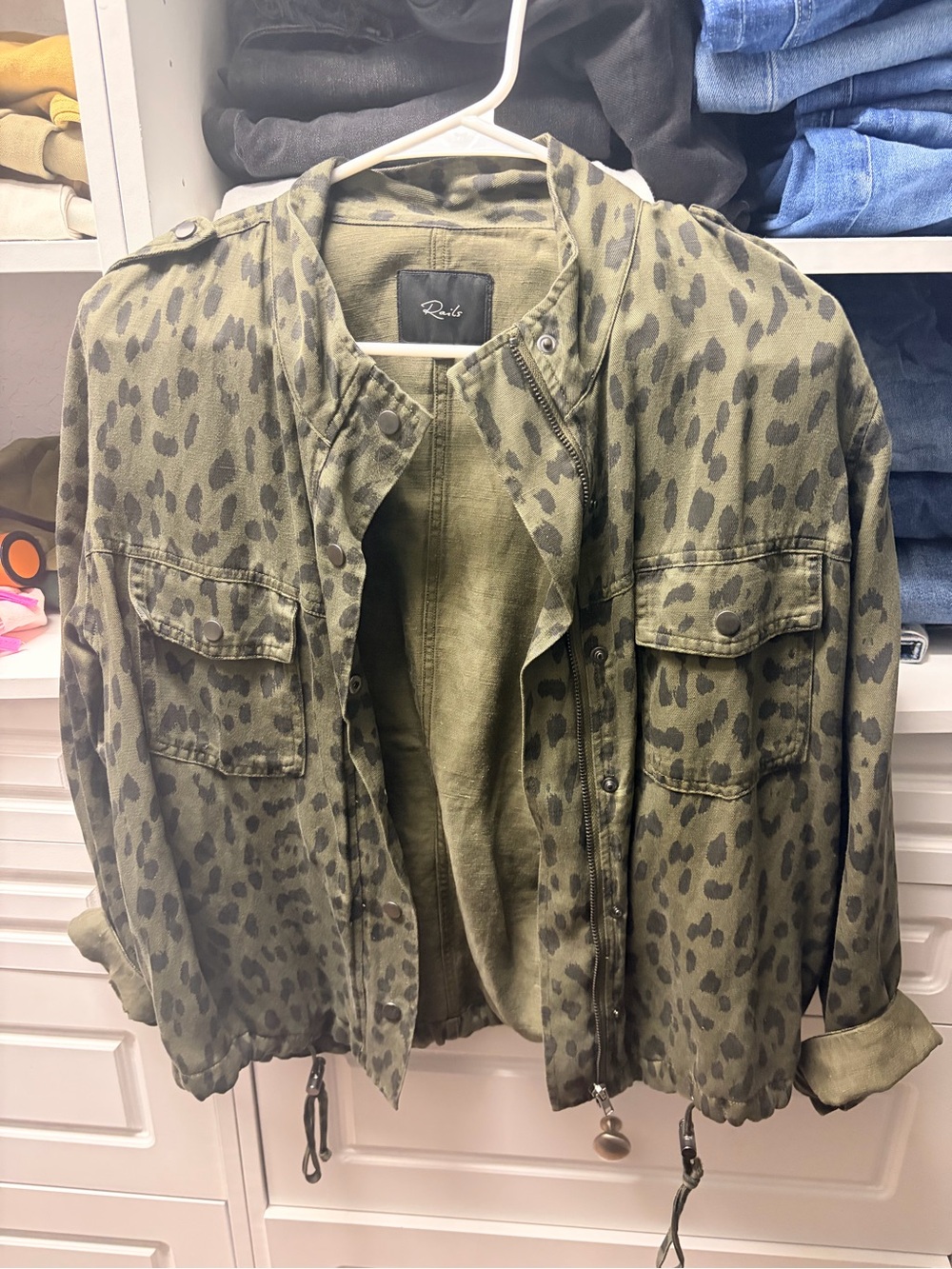 Rails Olive Green Leopard Utility Jacket